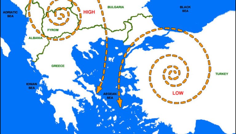 Read more about the article Ο Αόρατος Χορός του Αιγαίου που μας δροσίζει – Οι Ετησίες Άνεμοι (Μελτέμια)