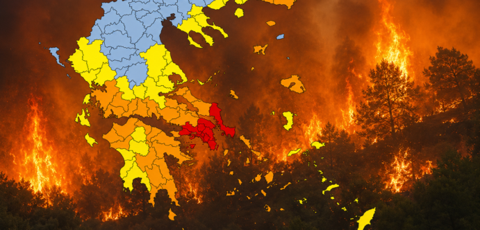 Σε κατάσταση συναγερμού πολλές περιοχές της χώρας – Ακραίος κίνδυνος πυρκαγιάς αύριο Σάββατο
